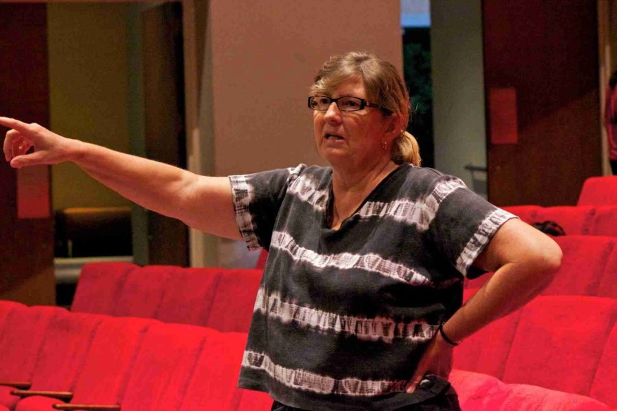 Julia Gagne directing the cast of “The Drowsy Chaperon” in 2011. In her 30 years at Valencia, Gagne has directed close to 100 productions.