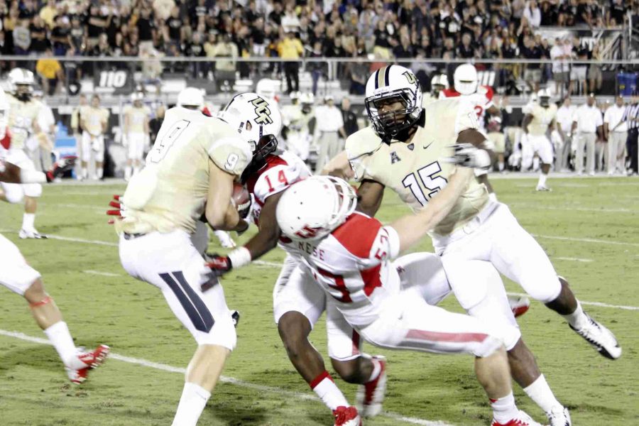 Breshad Perriman (No. 15) left Saturdays game early following a big hit by a Houston defender.