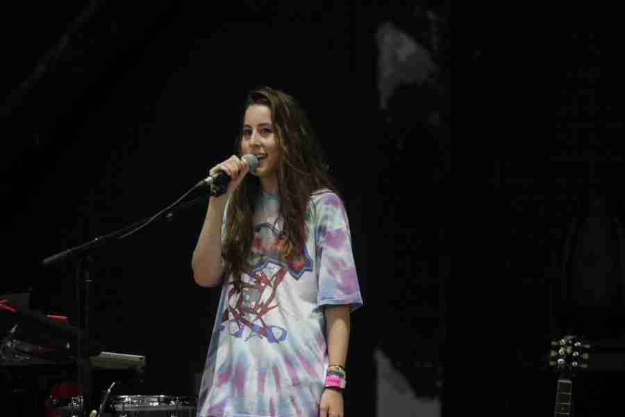 Alana Haim, of Haim, performs on the second night of the Big Guava Festival at the MidFlorida Amphitheater at the Florida State Fairgrounds in Tampa, Florida, on Saturday, May 3, 2014. (Ty Wright / Valencia Voice)