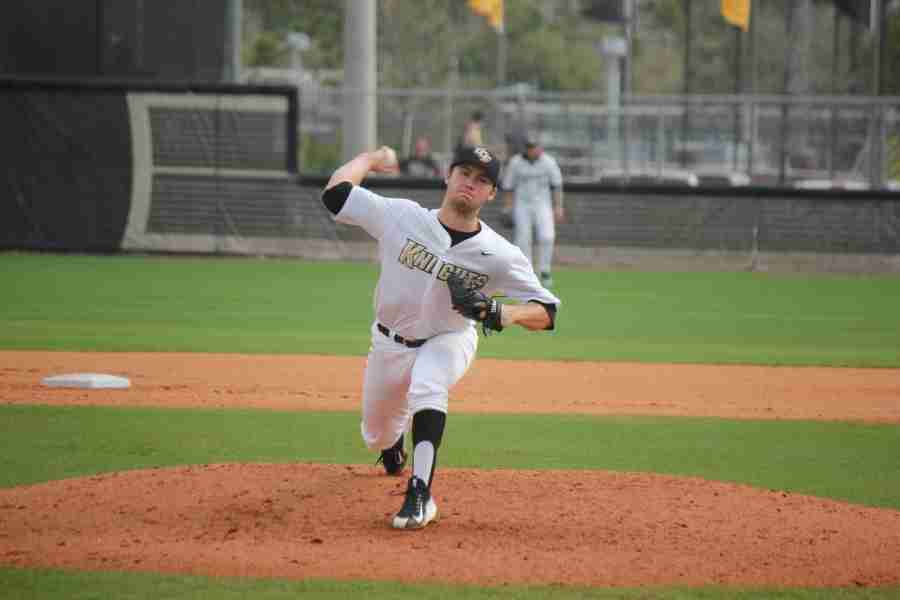 Knights starting pitcher Cre Frinfrock improved to 7-4 on the season after Saturdays complete game win. 