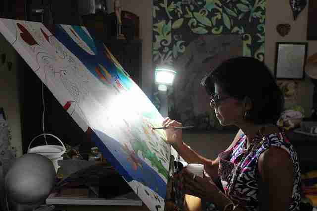 Susana Garcia picked up painting as a hobby after her legal battles ended, she says it helps her relax.