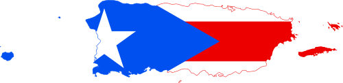 map of Puerto Rico covered by its flag