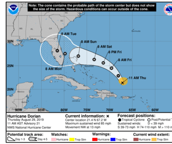 Hurricane Dorian is expected to make landfall on Saturday