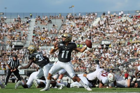 True Freshman Quarterback Dillon Gabriel threw for 347 yards and four touchdowns for the UCF Knights.