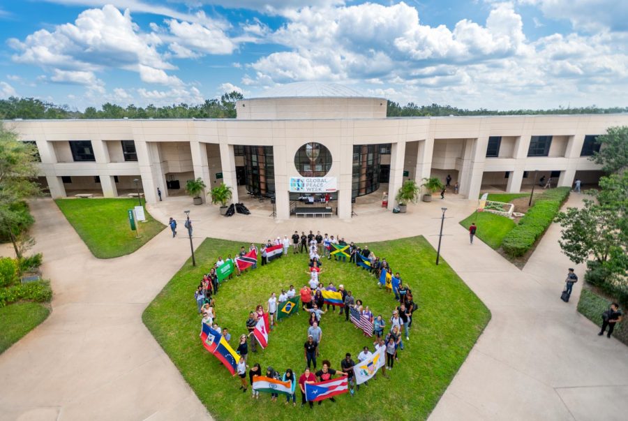 Students+Creating+A+Peace+Sign