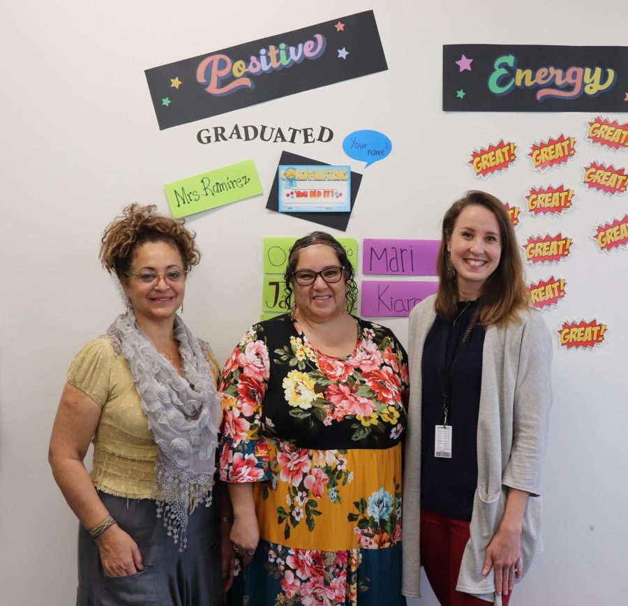 (From left to right) GED instructor Darlene Ramirez, Career Source Job Developer Belinda Vega, YouthBuild Project Director Bridget Valle