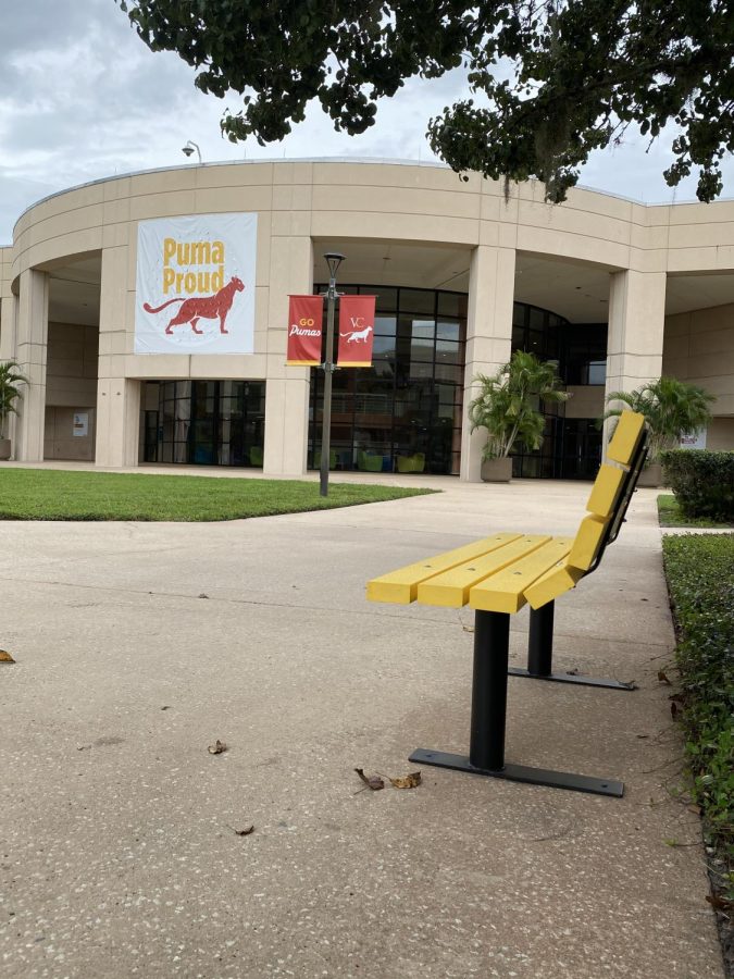 Josh’s Bench positioned outside Bldg 5 at East Campus. 