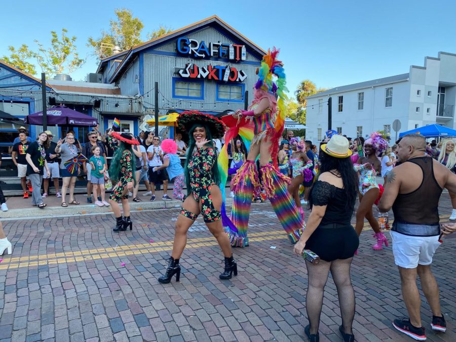 Pride participants dressed in all kinds of outfits including Halloween themes. 