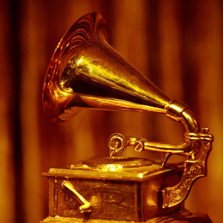 Pictured is an image of a golden gramaphone titled Golden Grammy 