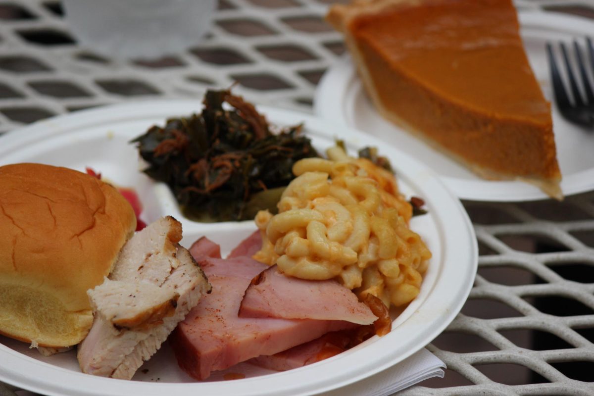 Multicultural feast included many traditional Thanksgiving meal items including turkey, ham, mac and cheese, collared greens and pumpkin pie. Faculty and staff also are encouraged to include foods from their cultures. 