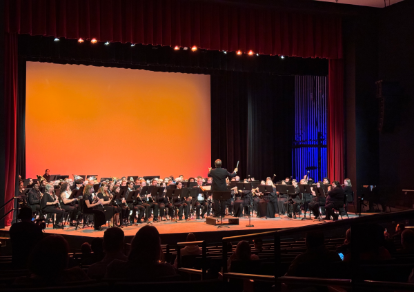 Jonathon Territo (center) conducts during a February 20 concert at the Performing Arts Center. 